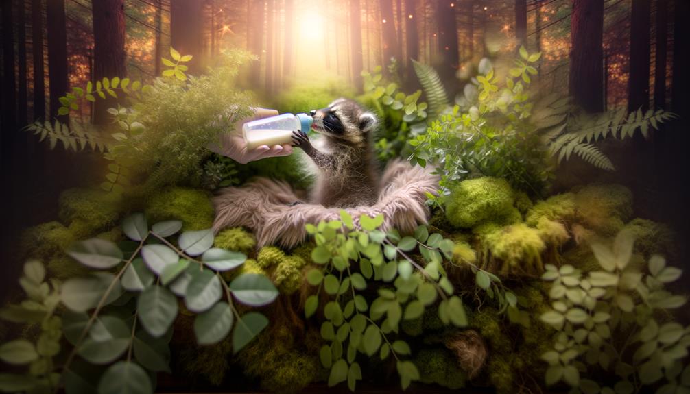 feeding a baby raccoon