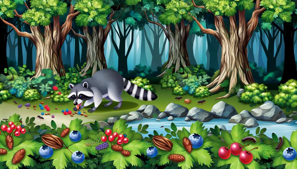 foraging raccoons in nature