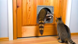 raccoon and cat door