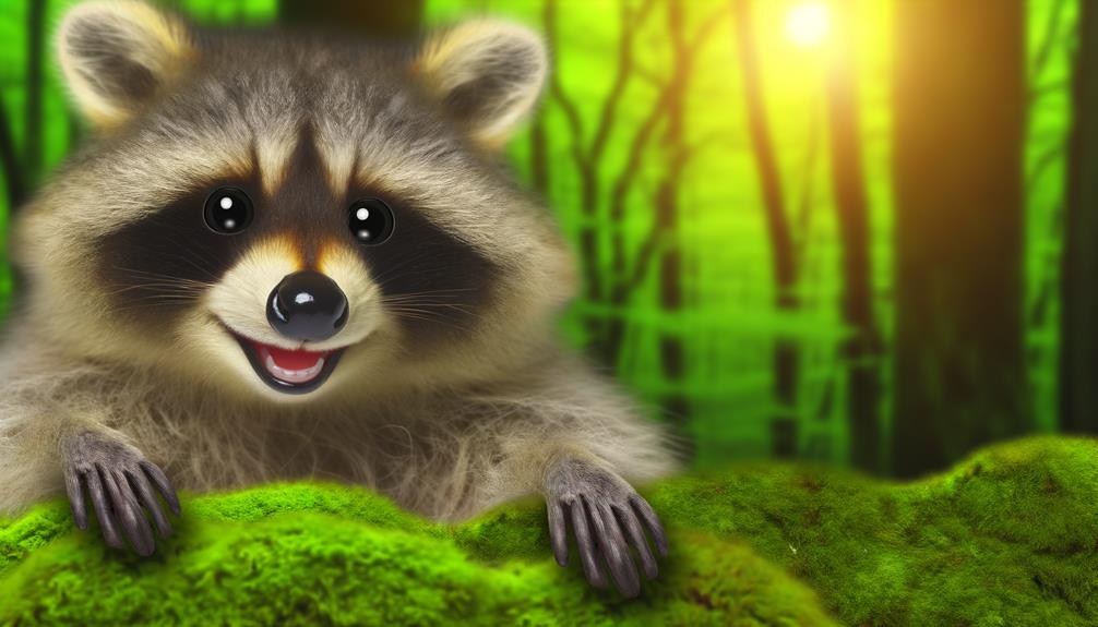 raccoon enjoys playing outside