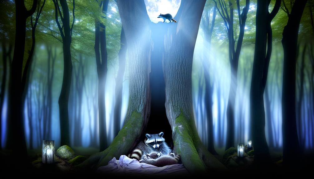 raccoon mothers care tenderly