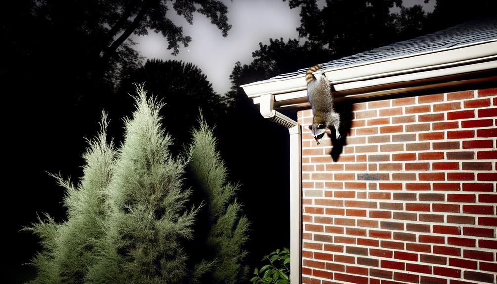 raccoons climbing house walls