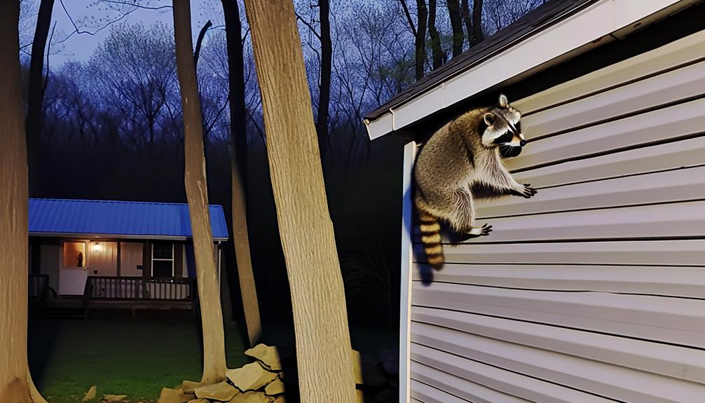 raccoons climbing vinyl siding