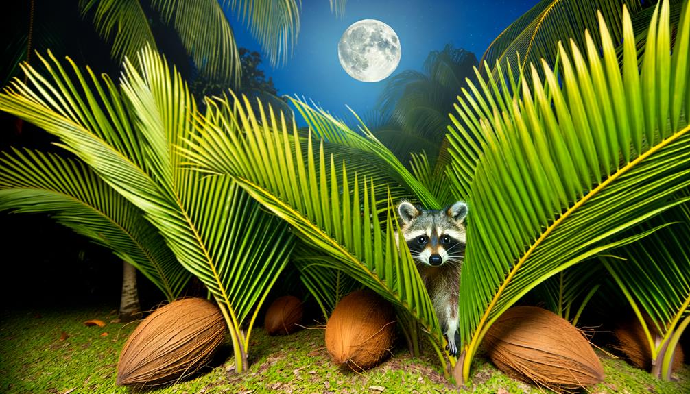 raccoons in palm trees