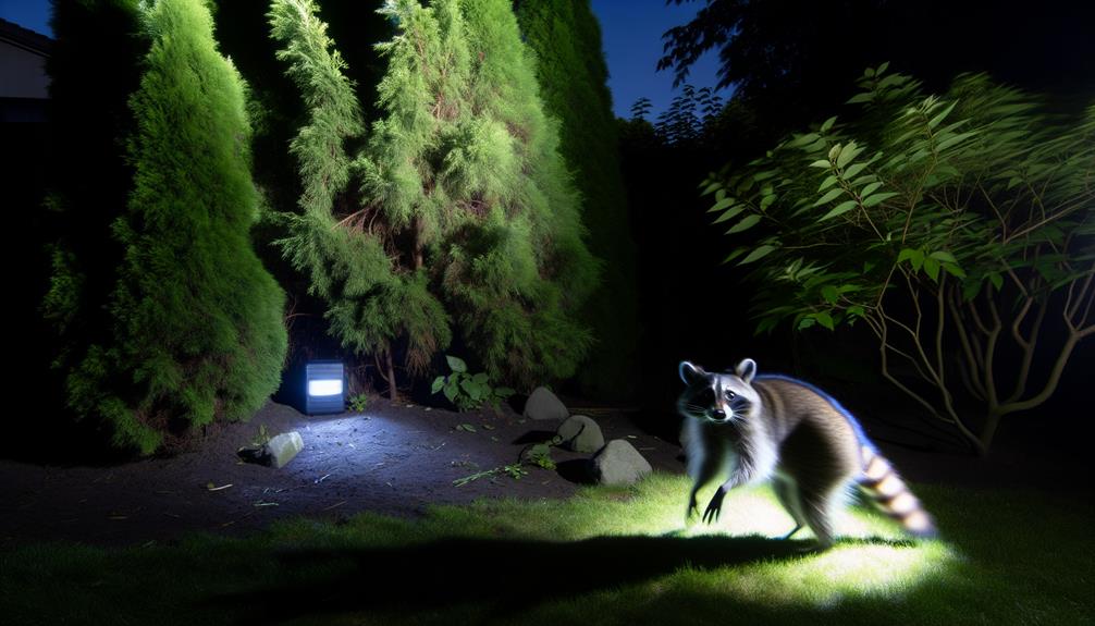 raccoons startled by flashlight