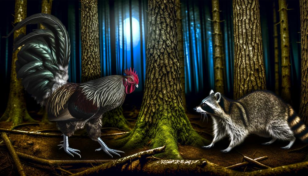 rooster vs raccoon battle