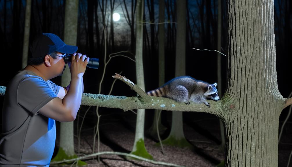 watching raccoons from afar